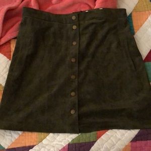 green suede mini skirt